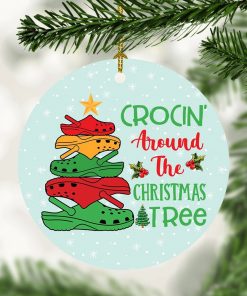 Crocin’ Around The Christmas Tree Funny Xmas Rocking Around The Christmas Tree Holiday Circle Ornament