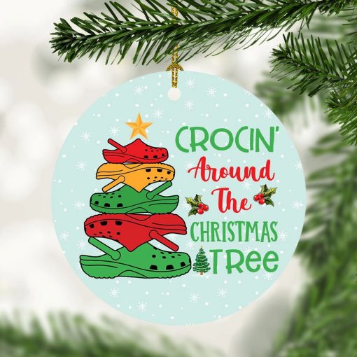 Crocin’ Around The Christmas Tree Funny Xmas Rocking Around The Christmas Tree Holiday Circle Ornament