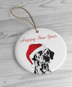 Dalmation Happy New Year Circle Ornament