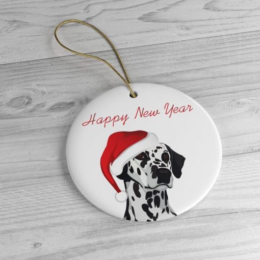 Dalmation Happy New Year Circle Ornament