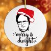 Dwight Schrute Christmas The Office Xmas Decoration, Merry & Dwight Circle Ornament