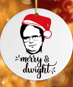 Dwight Schrute Christmas The Office Xmas Decoration, Merry & Dwight Circle Ornament