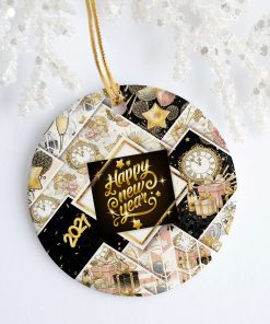 Happy New Year Christmas Holiday Circle Ornament – New Years Eve Christmas Ornaments
