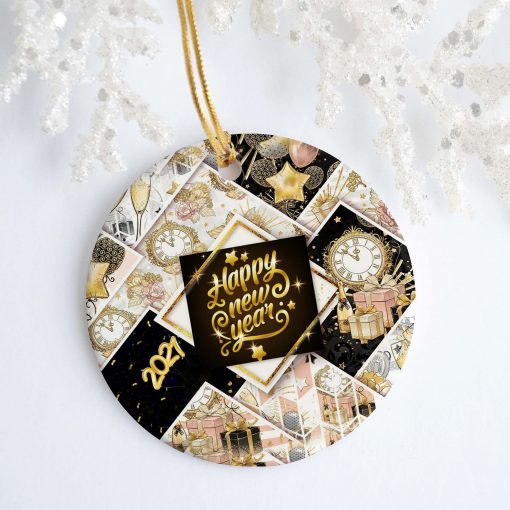 Happy New Year Christmas Holiday Circle Ornament – New Years Eve Christmas Ornaments