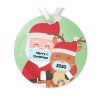 Merry Christ-mask Santa and Reindeer Ornament 2020, Ceramic Round Ornament