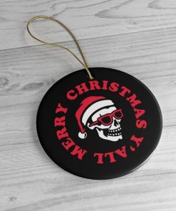 Merry Christmas Yall Skull Santa Circle Ornament