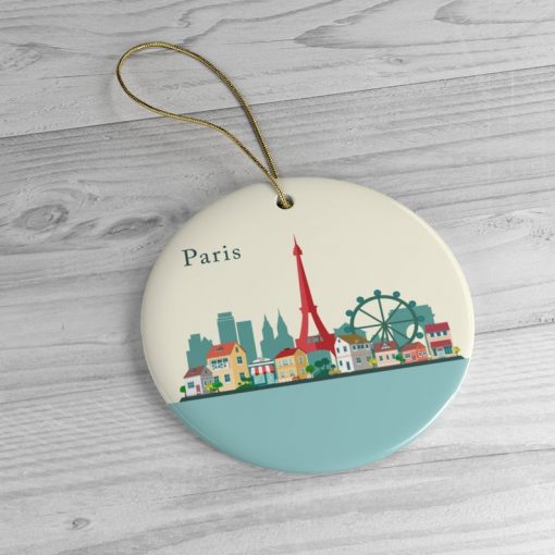 Paris Landmarks in France Illustration Christmas Ornament