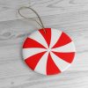 Peppermint Swirl Christmas Round and Heart Shapes Ornament