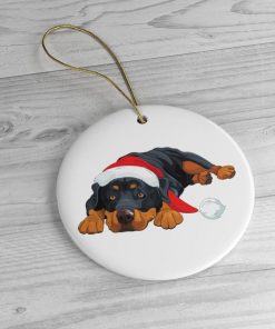 Rottweiler Christmas Circle Ornament