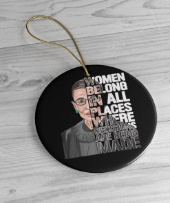 Ruth Bader Ginsberg RGB Women's Rights Quote Circle Ornament