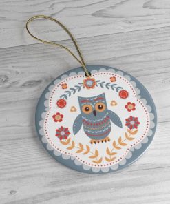 Scandinavian Owl Ornament, Ethnic Folk Boho Decoration, Mexican Style