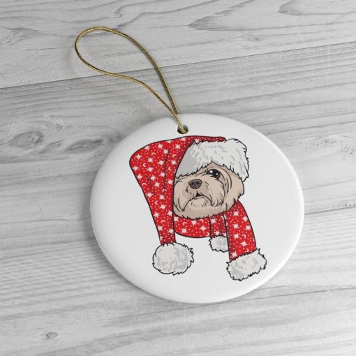 Shih Tzu Christmas Circle Ornament