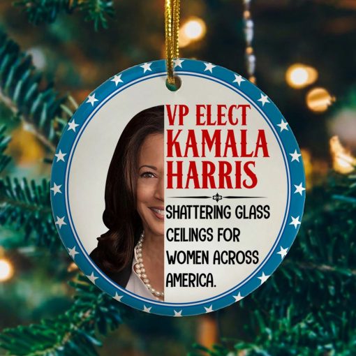 VP Elect Kamala Harris Shattering The Glass Ceilings For Women Across America Circle Christmas Ornament