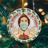 Social Distancing Is Not My Favorite 2020 Funny Elf Wearing Mask Circle Christmas Tree Ornament