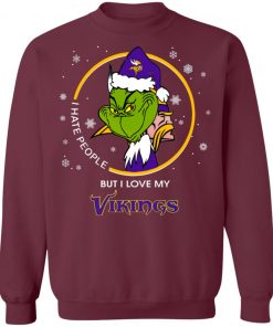 I Hate People But I Love My Minnesota Vikings Grinch Shirt