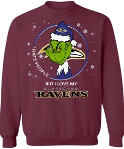 I Hate People But I Love My Baltimore Ravens Grinch Shirt