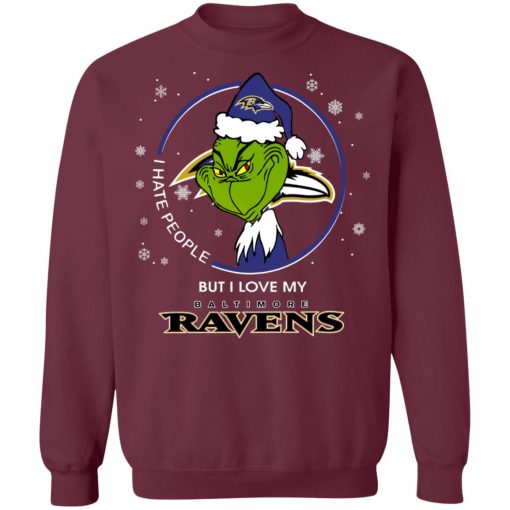 I Hate People But I Love My Baltimore Ravens Grinch Shirt