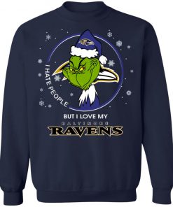 I Hate People But I Love My Baltimore Ravens Grinch Shirt