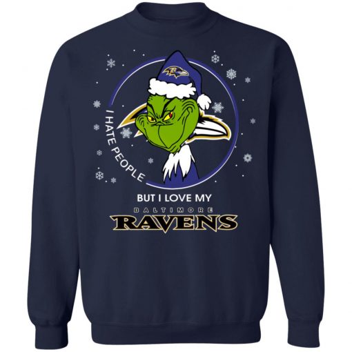 I Hate People But I Love My Baltimore Ravens Grinch Shirt