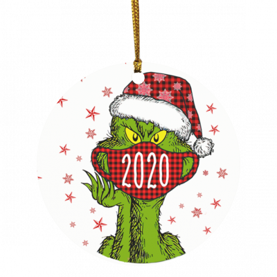Christmas Ornament 2020, Grinch Xmas Ornament, Grinch Ornament, Quarantine Ornament, Custom Mask Ornament