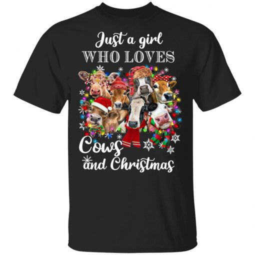 Just A Girl Who Loves Cows And Christmas Sweatshirt, Hoodie