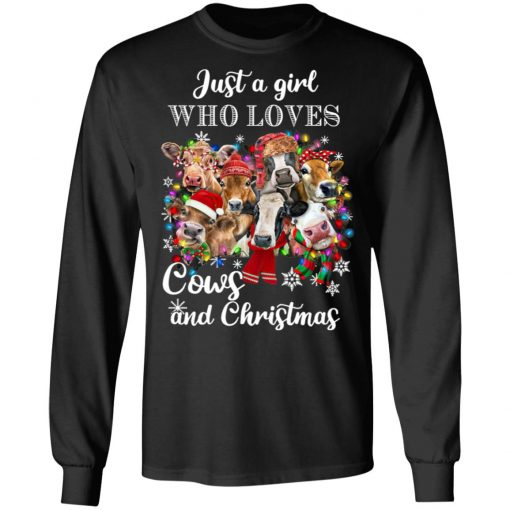 Just A Girl Who Loves Cows And Christmas Sweatshirt, Hoodie