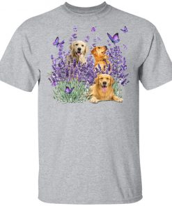 Golden Retriever Butterflies Flowers Shirt