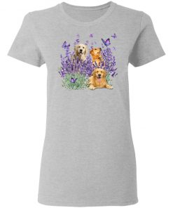 Golden Retriever Butterflies Flowers Shirt