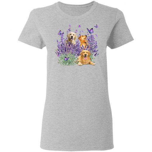 Golden Retriever Butterflies Flowers Shirt