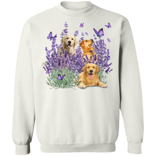 Golden Retriever Butterflies Flowers Shirt