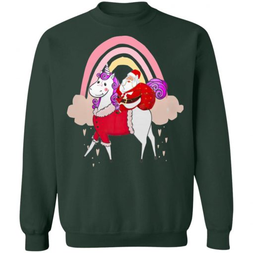 Santa Claus Riding A Unicorn Christmas Sweatshirt, Hoodie