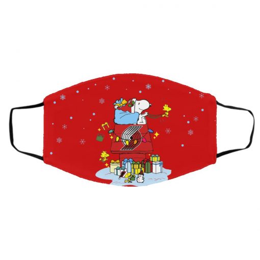 Portland Trail Blazers Santa Snoopy Wish You A Merry Christmas face mask