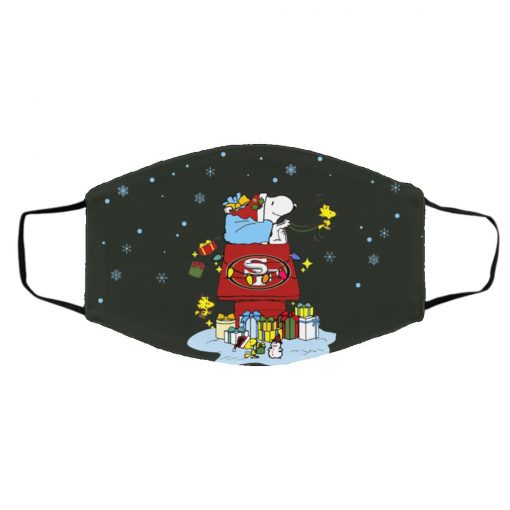 San Francisco 49ers Santa Snoopy Wish You A Merry Christmas face mask