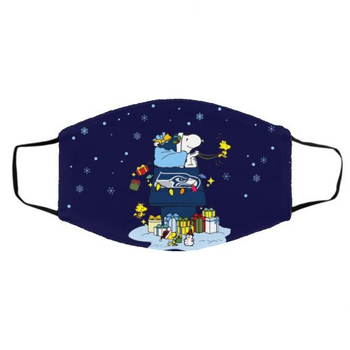 Seattle Seahawks Santa Snoopy Wish You A Merry Christmas face mask