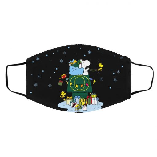 Oregon Ducks Santa Snoopy Wish You A Merry Christmas face mask