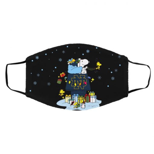 Notre Dame Fighting Irish Santa Snoopy Wish You A Merry Christmas face mask