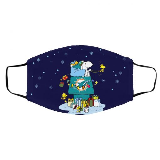 Miami Dolphins Santa Snoopy Wish You A Merry Christmas face mask