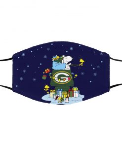 Green Bay Packers Santa Snoopy Wish You A Merry Christmas face mask