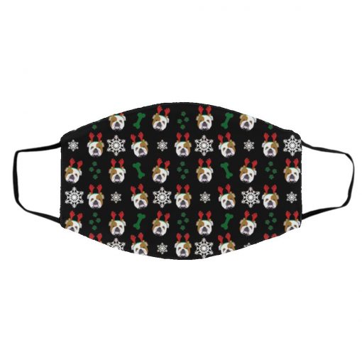 English Bulldog Dog Christmas Face Mask