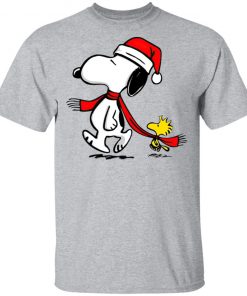 Santa Hat Snoopy And Woodstock Walking Christmas shirt