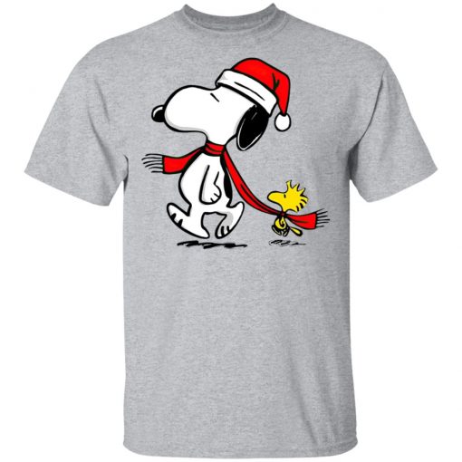 Santa Hat Snoopy And Woodstock Walking Christmas shirt