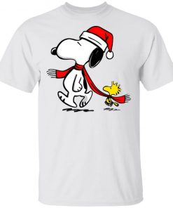 Santa Hat Snoopy And Woodstock Walking Christmas shirt