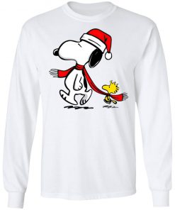 Santa Hat Snoopy And Woodstock Walking Christmas shirt