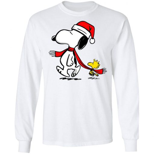 Santa Hat Snoopy And Woodstock Walking Christmas shirt