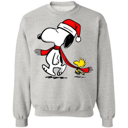 Santa Hat Snoopy And Woodstock Walking Christmas shirt