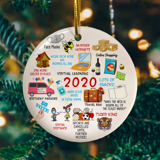 2020 Pandemic Quarantine Circle Christmas Ornament – Year Of 2020 Memories Holiday Decorative Ornament