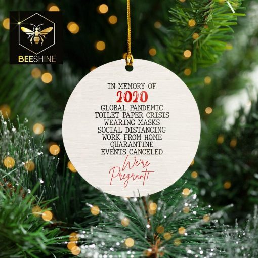 2020 Pregnant Christmas Mica Ornament Pregnancy Announcement Pregnancy Quarantine Pandemic Ornament Lockdown Ornament Funny Couples Gift