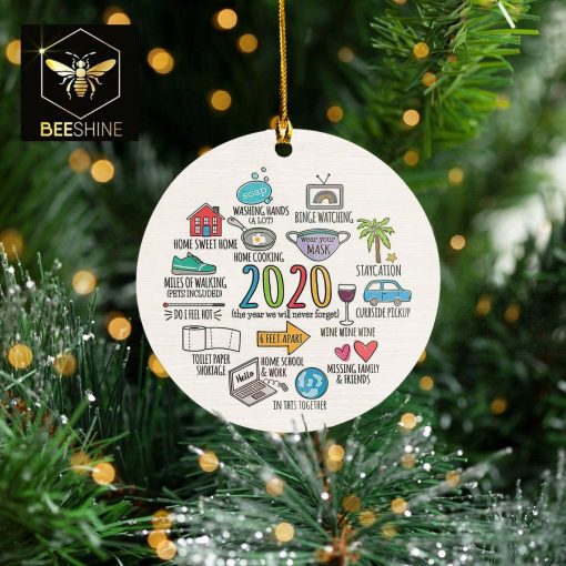 Back Side 2020 Memories Round Mice Ornament Pandemic Ornament Christmas Decoration Quarantine Christmas Ornament