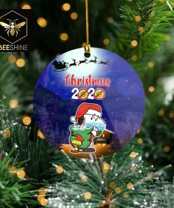 PEANUTS Snoopy Mask 2020 Ornament Funny Covid Ornament Christmas Decor Hand-Made Covid Mask Holiday Mica Ornaments Snoopy Mask