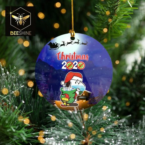 PEANUTS Snoopy Mask 2020 Ornament Funny Covid Ornament Christmas Decor Hand-Made Covid Mask Holiday Mica Ornaments Snoopy Mask